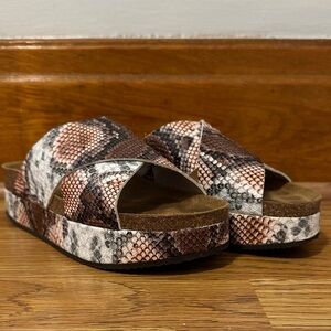 Free People Snake Print Sandals - Brown and Black
